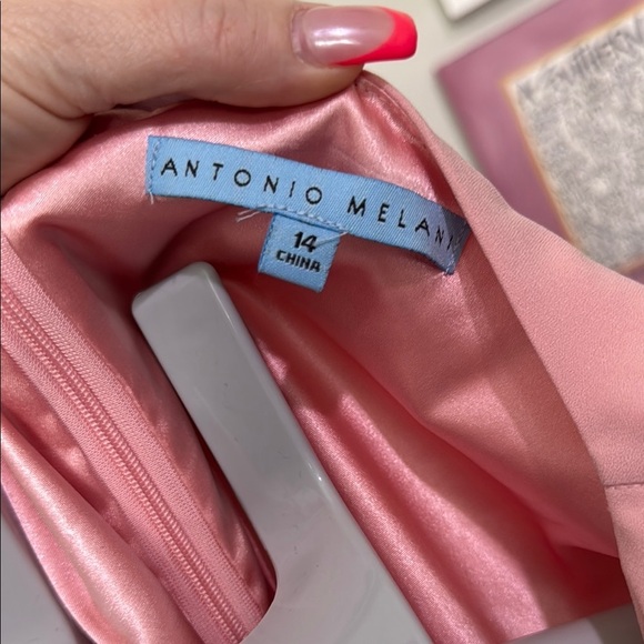 ANTONIO MELANI Pink Sheath Dress Asymmetrical Sleeveless - Picture 2 of 9